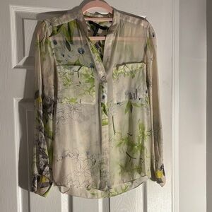 Vintage BCBG Maxaxria Floral Sheer Blouse